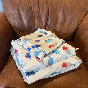 PB Kids dinosaur full sheet set with 2 pillowcases